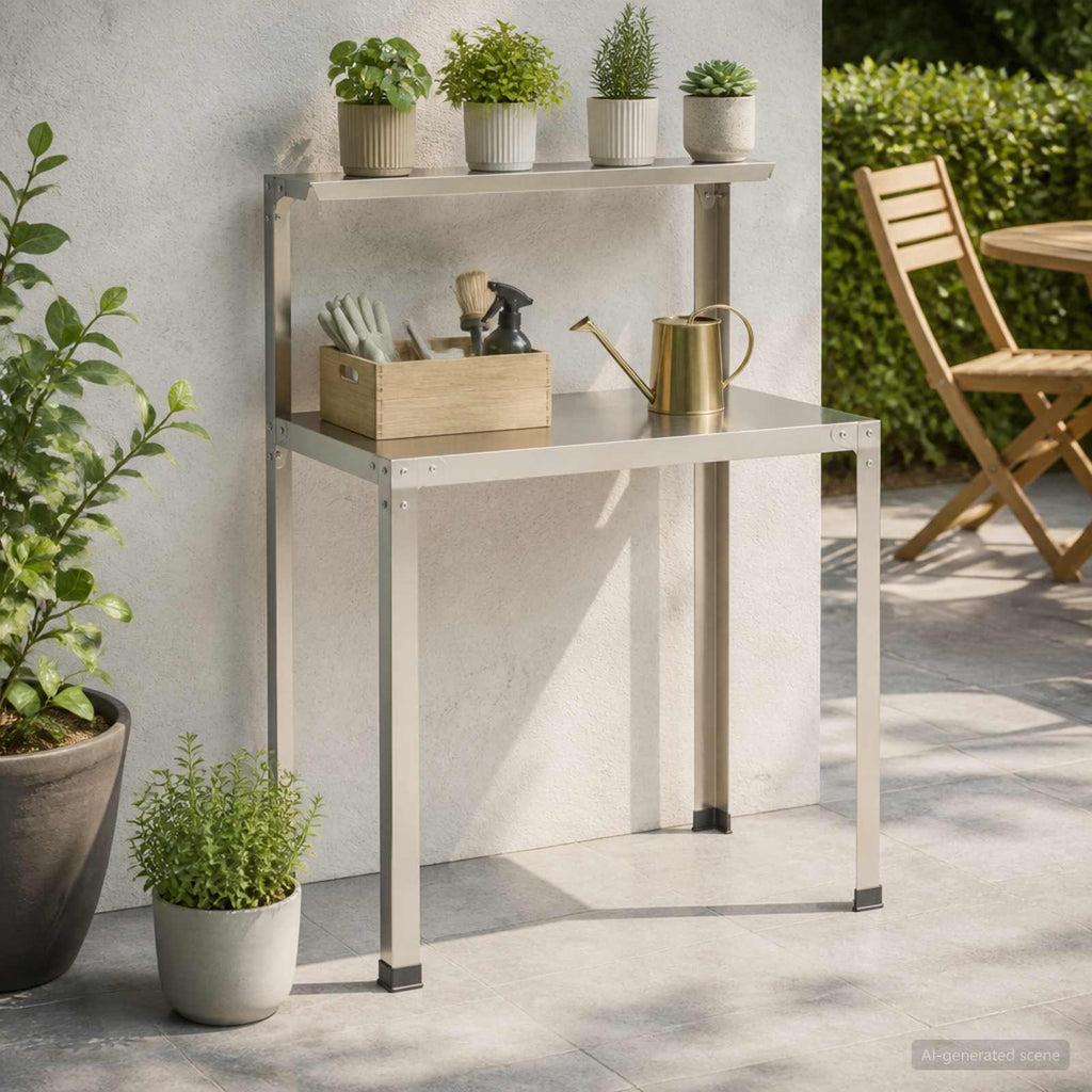 vidaXL Stół do przesadzania 60 x 50 x 104 cm Stal nierdzewna srebrny