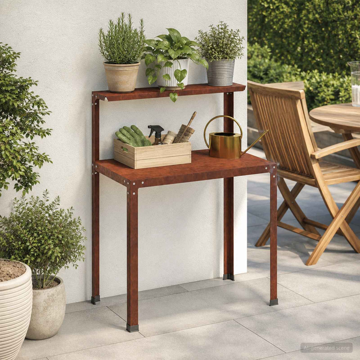 vidaXL Stół do przesadzania 60 x 50 x 104 cm Stal kortenowska Rdzawy