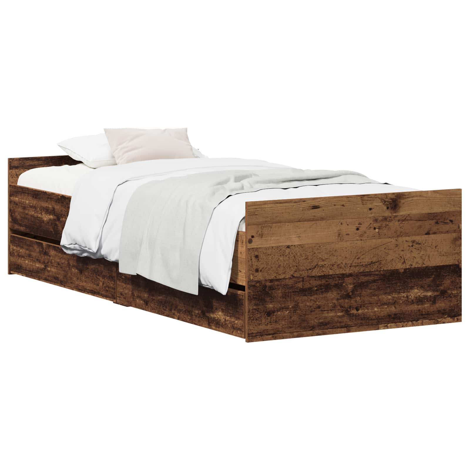 vidaXL Ramka łóżka Stare drewno 100 x 200 cm Drewno inżynieryjne