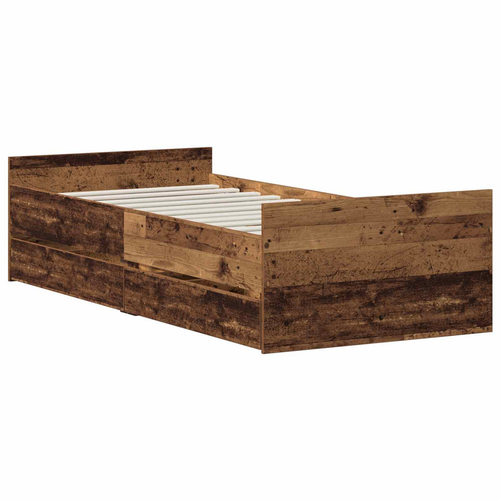 vidaXL Ramka łóżka Stare drewno 100 x 200 cm Drewno inżynieryjne