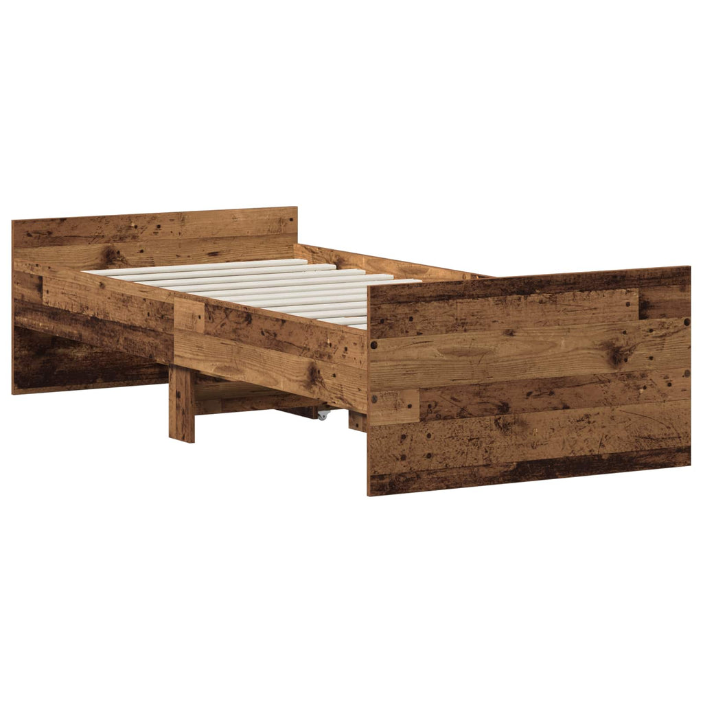 vidaXL Ramka łóżka Stare drewno 100 x 200 cm Drewno inżynieryjne