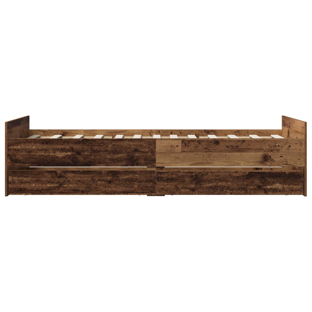 vidaXL Ramka łóżka Stare drewno 100 x 200 cm Drewno inżynieryjne