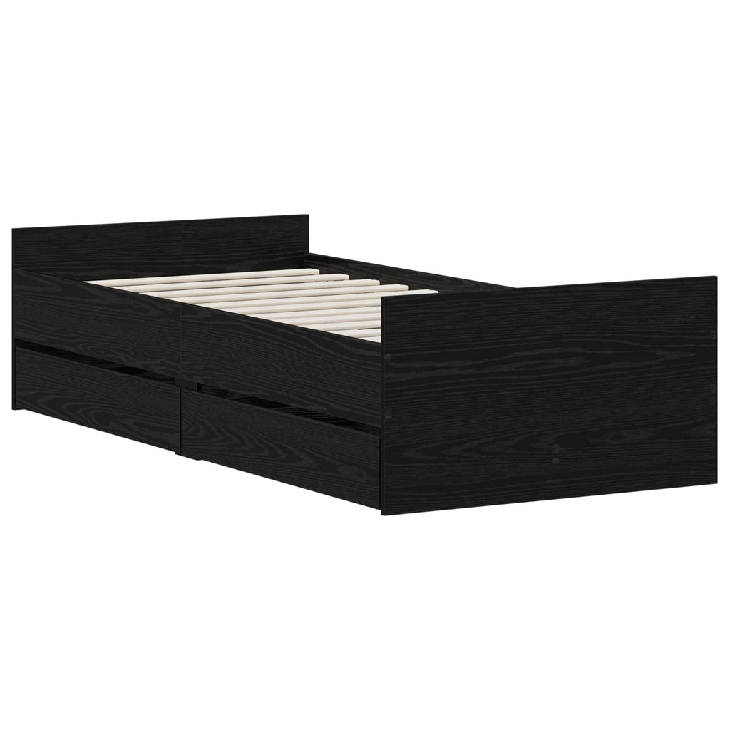 vidaXL Ramka łóżka Czarny dąb 90 x 200 cm Drewno inżynieryjne
