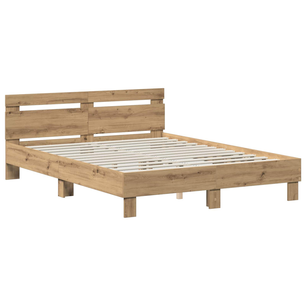 vidaXL Ramka łóżka Dąb artisan 140 x 190 cm Materiał drewnopochodny