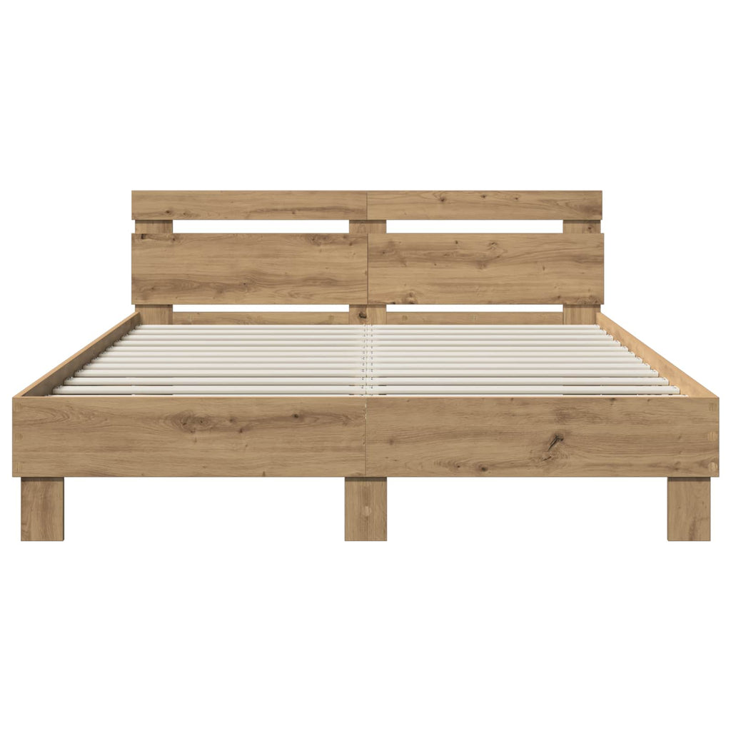 vidaXL Ramka łóżka Dąb artisan 140 x 190 cm Materiał drewnopochodny