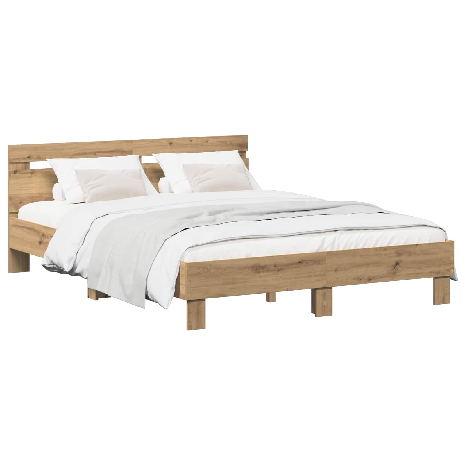 vidaXL Ramka łóżka Dąb artisan 135 x 190 cm Materiał drewnopochodny