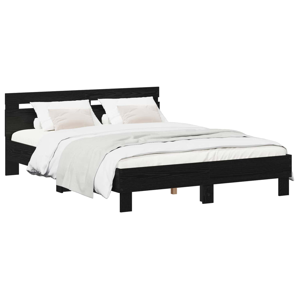 vidaXL Ramka łóżka Czarny dąb 135 x 190 cm Materiał drewnopochodny