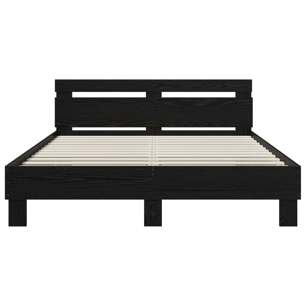vidaXL Ramka łóżka Czarny dąb 135 x 190 cm Materiał drewnopochodny