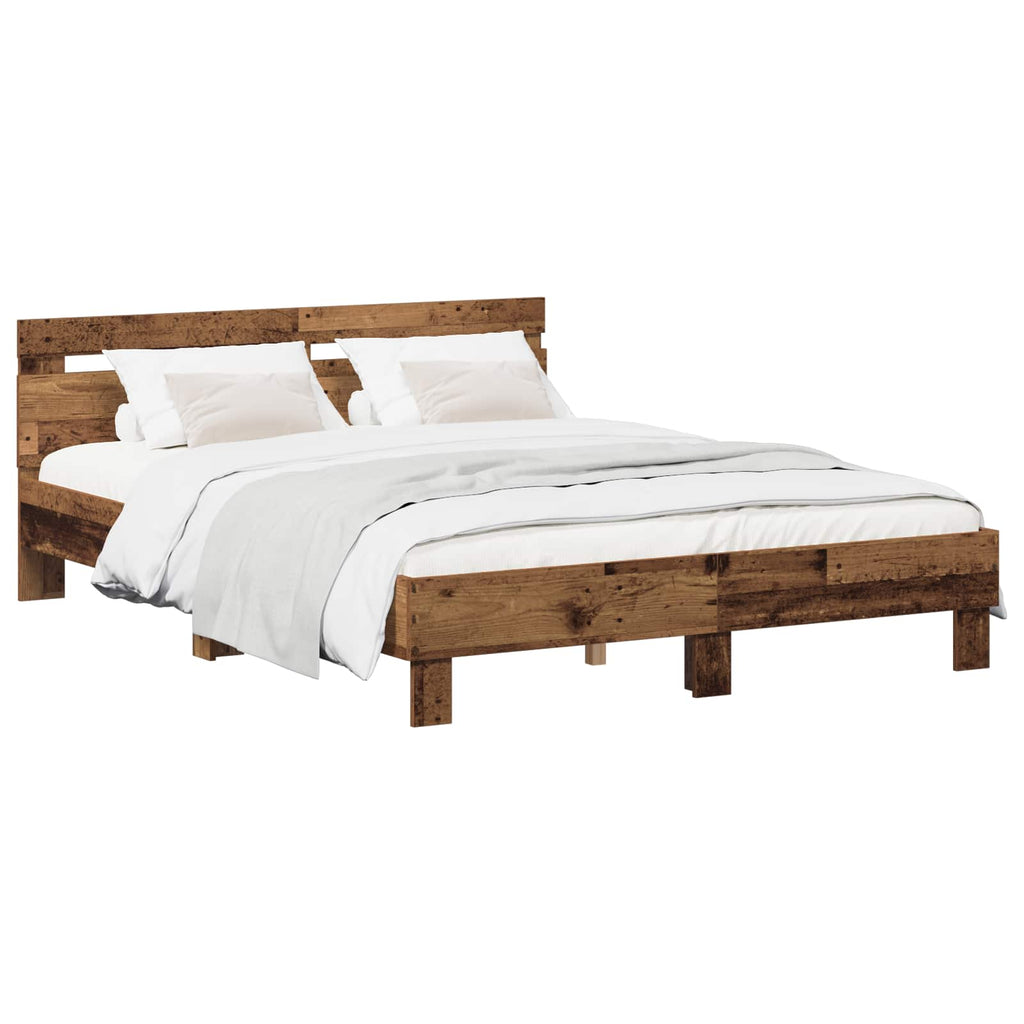 vidaXL Ramka łóżka Stare drewno 120 x 190 cm Materiał drewnopochodny