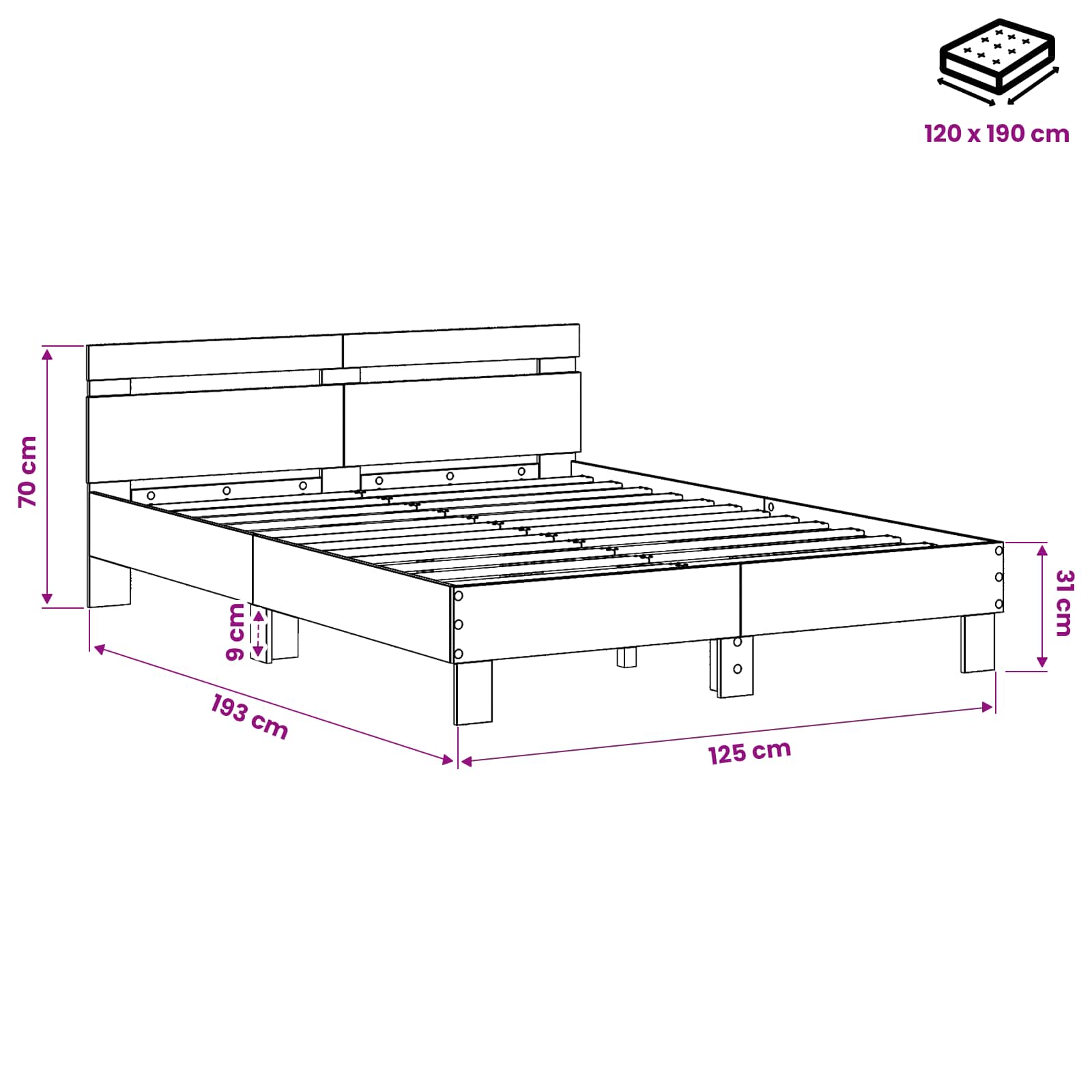vidaXL Ramka łóżka Stare drewno 120 x 190 cm Materiał drewnopochodny
