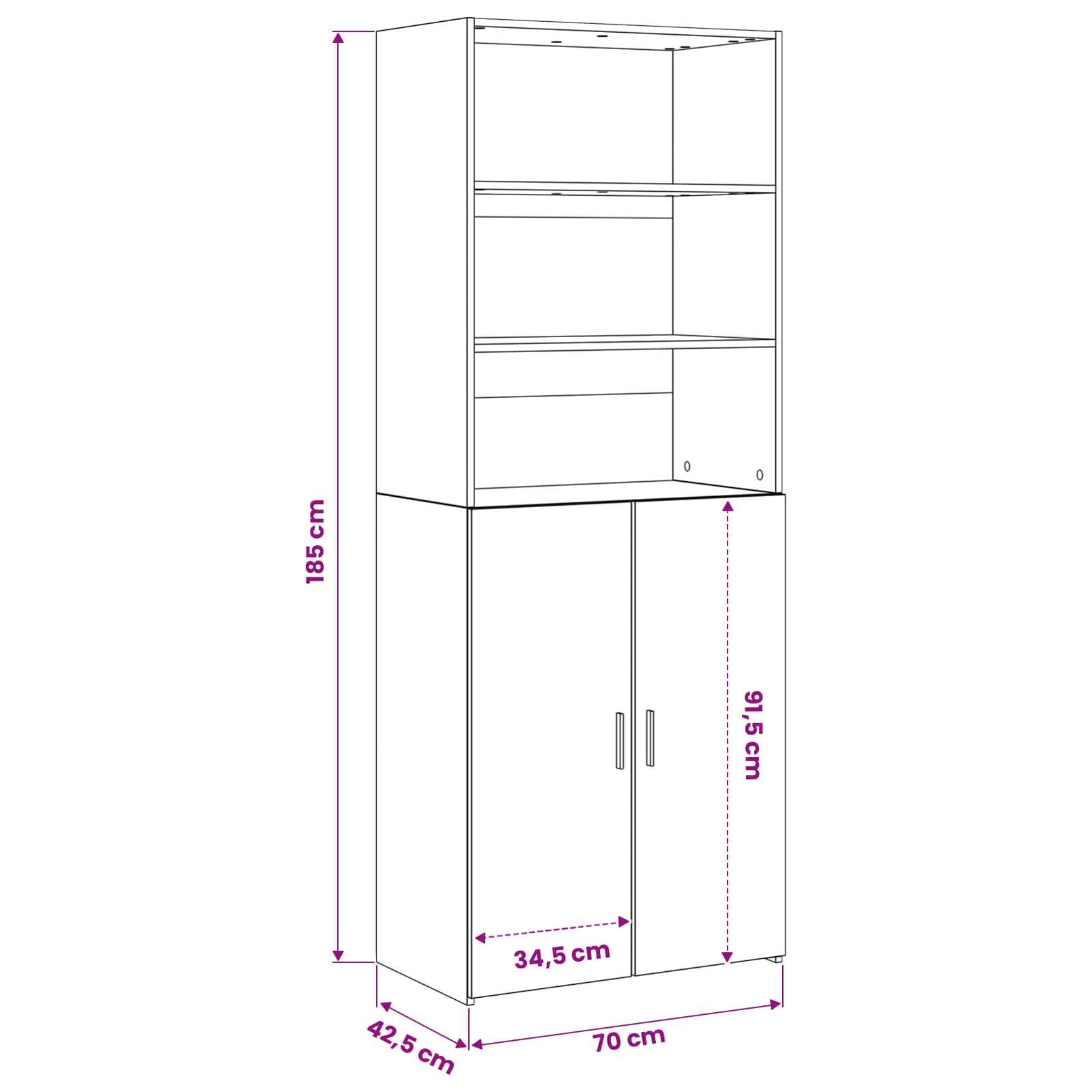 vidaXL Highboard Dąb artisan 70 x 42,5 x 185 cm Drewno inżynieryjne