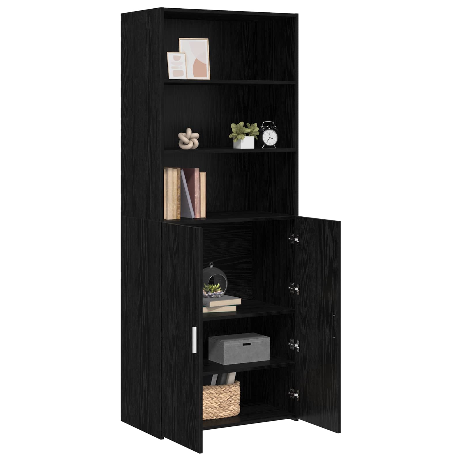 vidaXL Highboard Czarny dąb 70 x 42,5 x 185 cm Drewno inżynieryjne