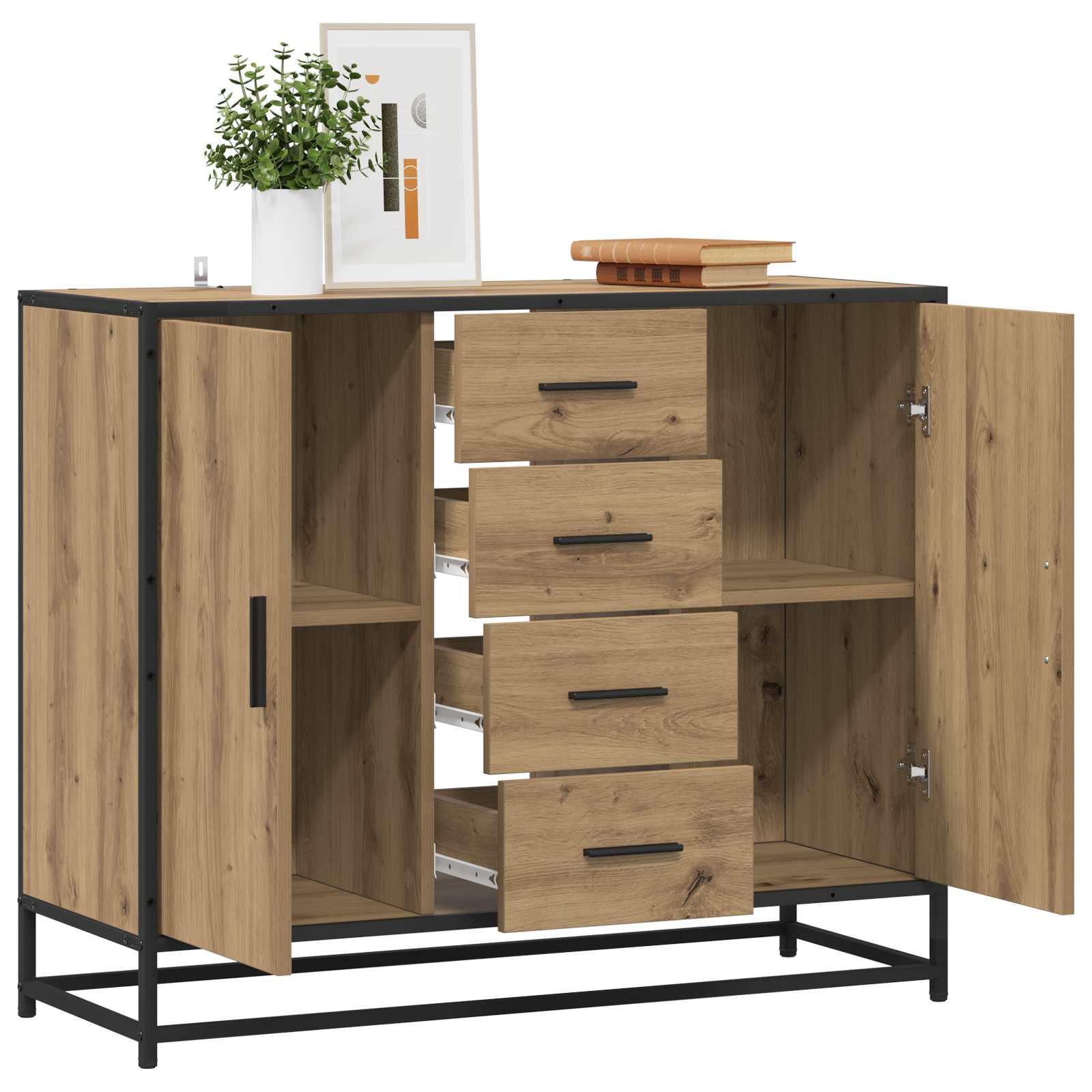 vidaXL Bufet Dąb artisan 92 x 35 x 76 cm Drewno inżynieryjne