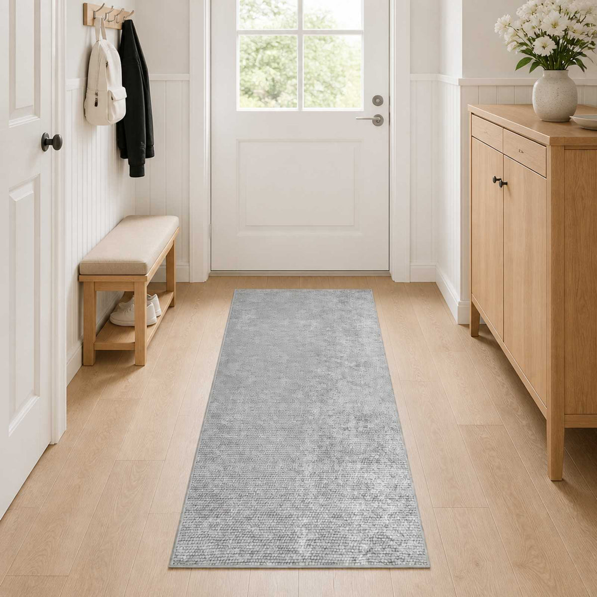vidaXL Dywan Szary 80 x 300 cm 100% poliester 3 mm Można prać