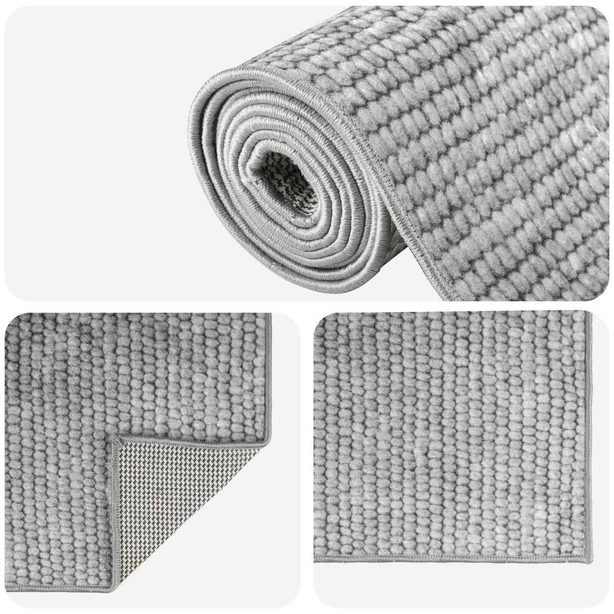 vidaXL Dywan Szary 80 x 400 cm 100% poliester 3 mm Można prać