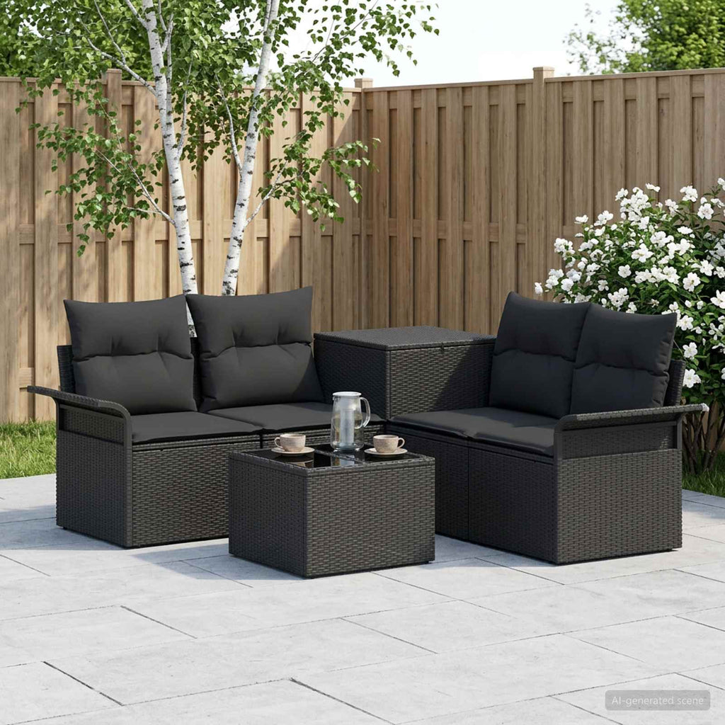 vidaXL Zestaw Sof 6 pcs 4-Liczba miejsc Czarny