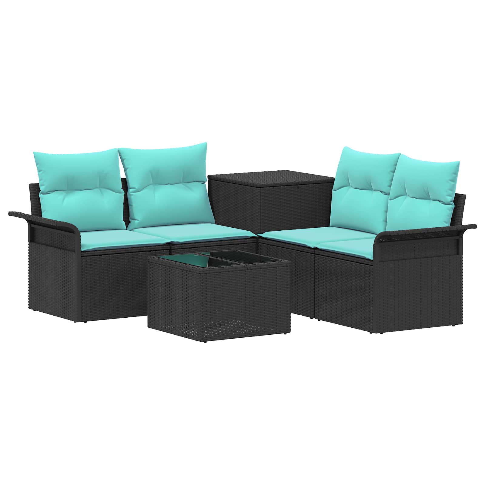 vidaXL Zestaw Sof 6 pcs 4-Liczba miejsc Czarny i niebieski
