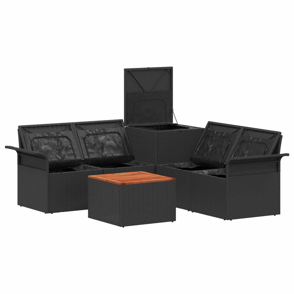 vidaXL Zestaw Sof 6 pcs 4-Liczba miejsc Czarny i kremowo-biały