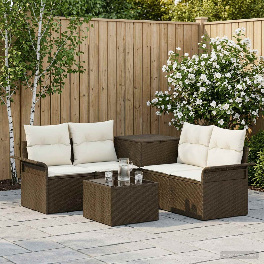 vidaXL Zestaw Sof 6 pcs 4-Liczba miejsc Brązowy i kremowy biały