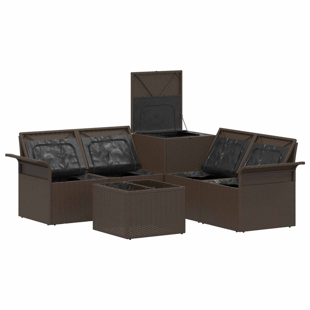 vidaXL Zestaw Sof 6 pcs 4-Liczba miejsc Brązowy i czerwony