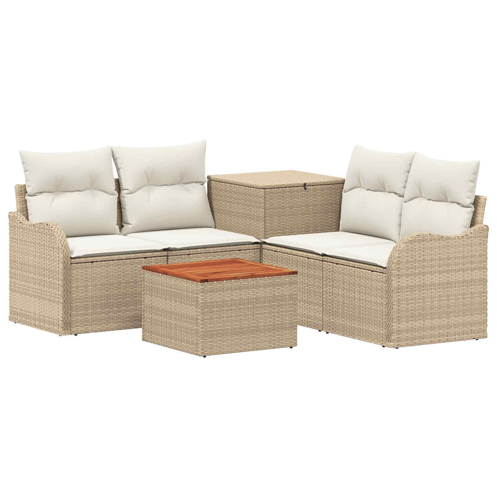 vidaXL Zestaw Sof 6 szt. Beżowy i kremowy Rattan polietylenowy i stal