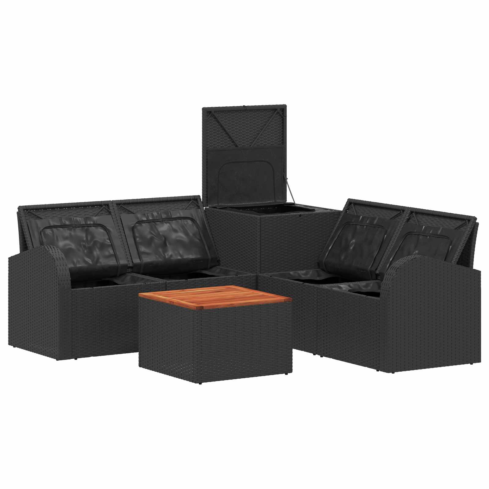 vidaXL Zestaw Sof 6 szt. Czarny i niebieski