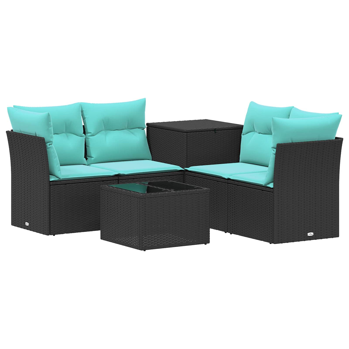 vidaXL Zestaw Sof 6 szt. Czarny i niebieski 55 x 55 x 37 cm