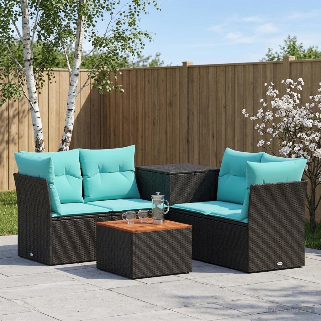 vidaXL Zestaw Sof 6 szt. Czarny i niebieski 55 x 55 x 37 cm