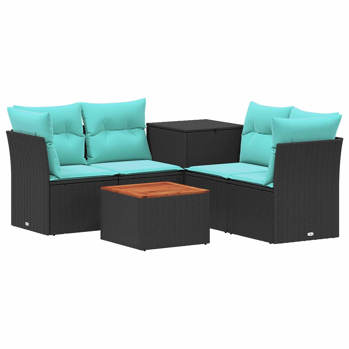 vidaXL Zestaw Sof 6 szt. Czarny i niebieski 55 x 55 x 37 cm