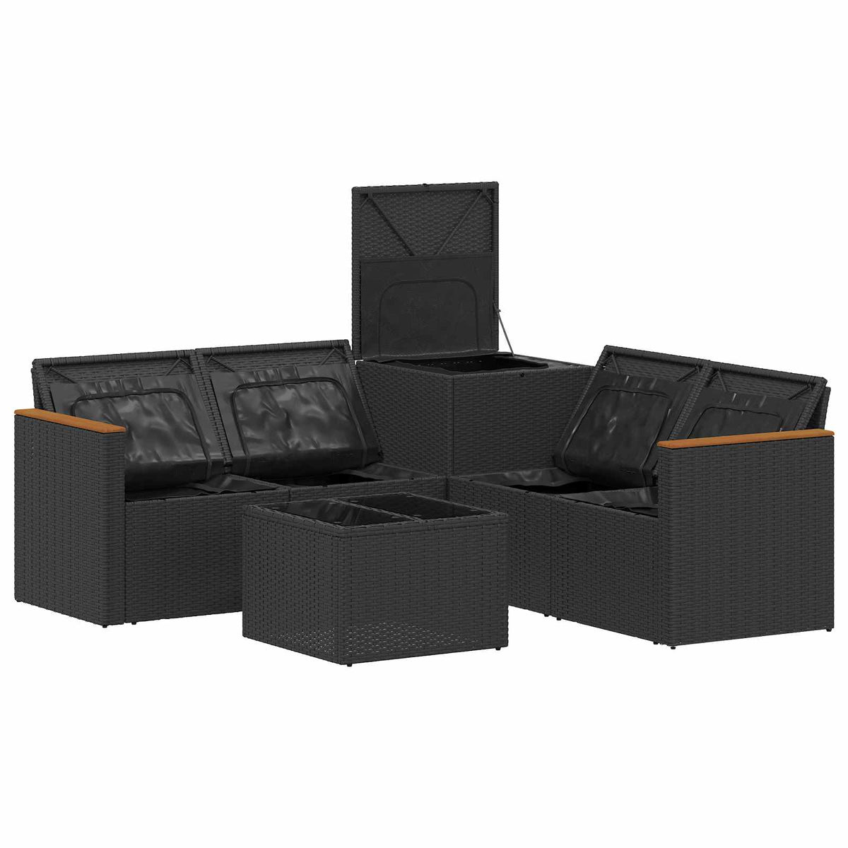 vidaXL Zestaw Sof 6 szt. Czarny i niebieski 55 x 55 x 37 cm