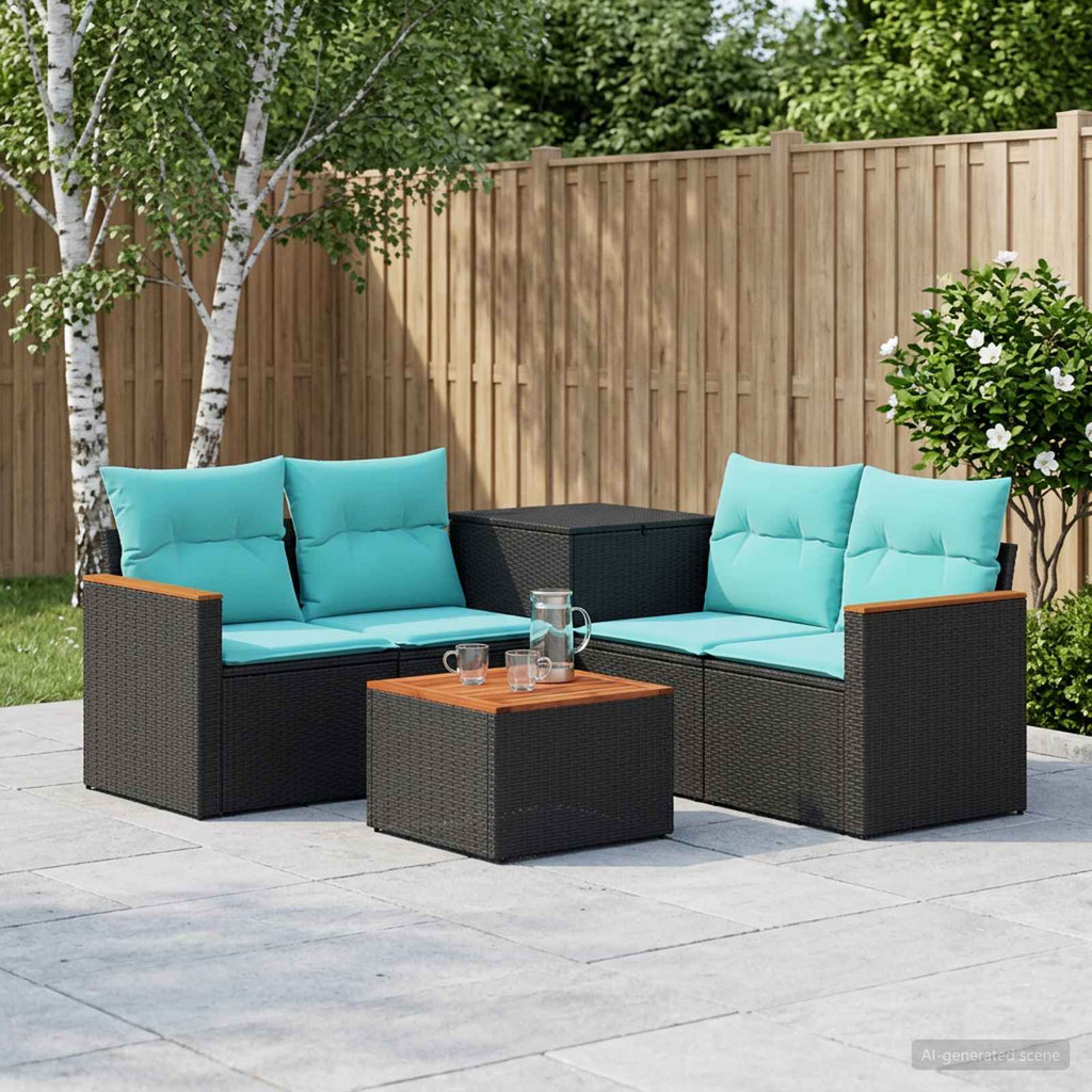 vidaXL Zestaw Sof 6 szt. Czarny i niebieski 55 x 55 x 37 cm