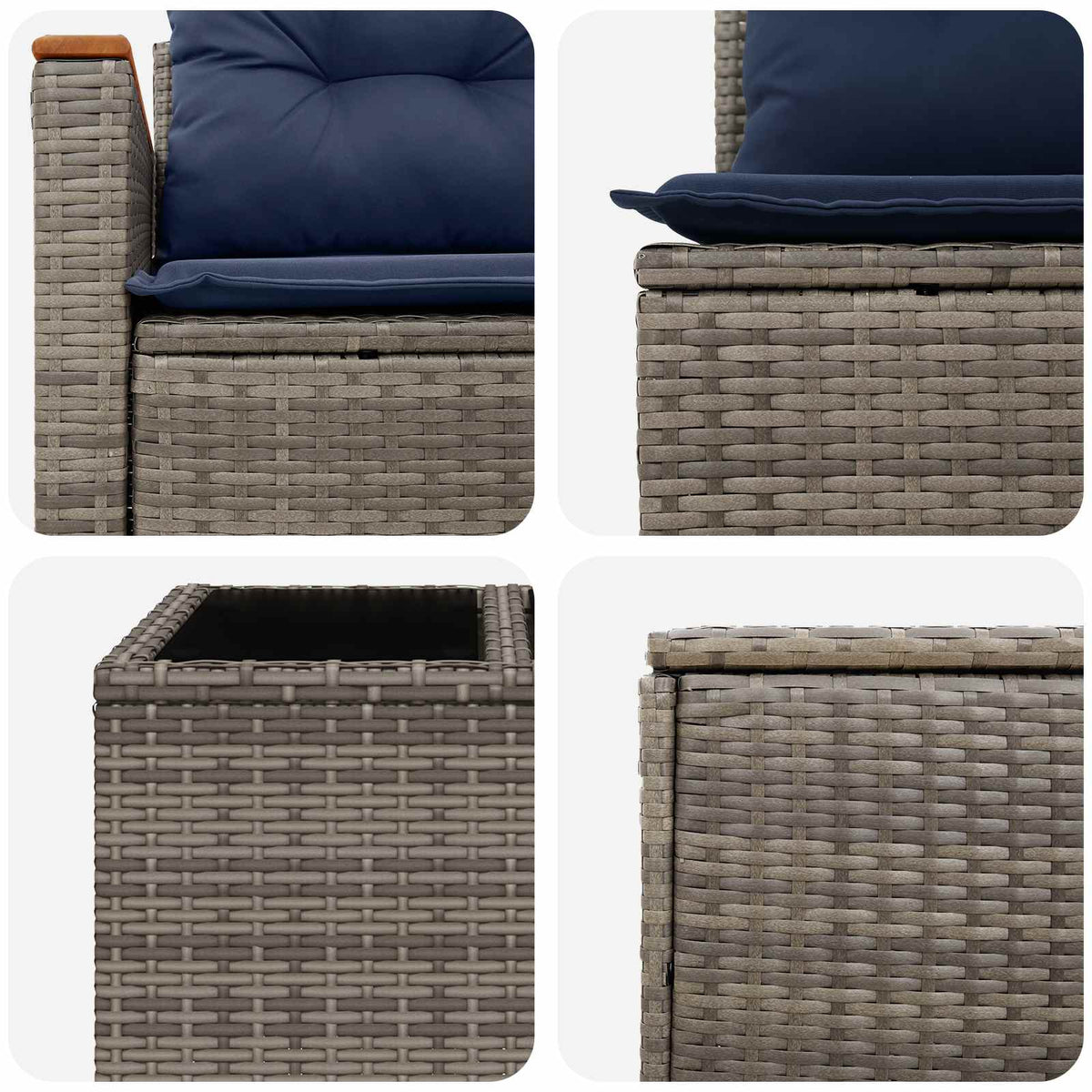 vidaXL Zestaw Sof 6 szt. Szary i granatowy 55 x 55 x 37 cm
