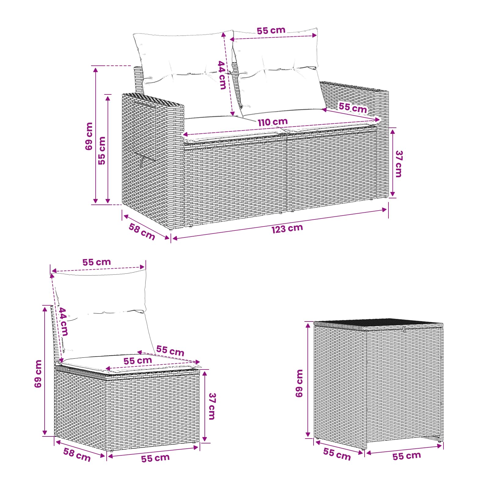 vidaXL Zestaw Sof 5 szt. Brązowy i czerwony