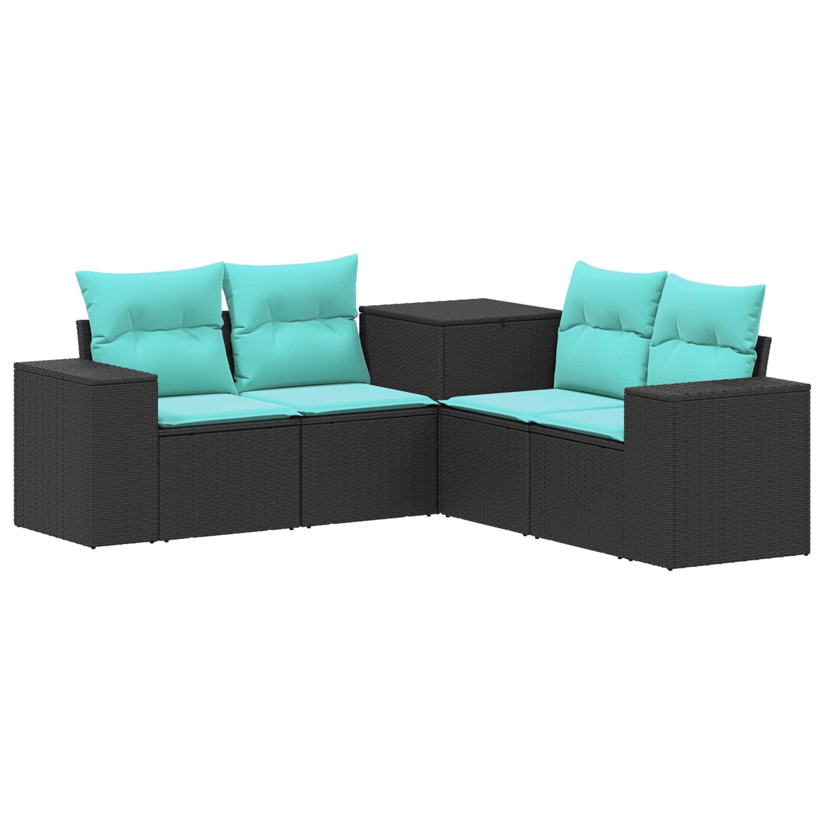 vidaXL Zestaw Sof 5 szt. Czarny i niebieski 200 x 200 x 85 cm