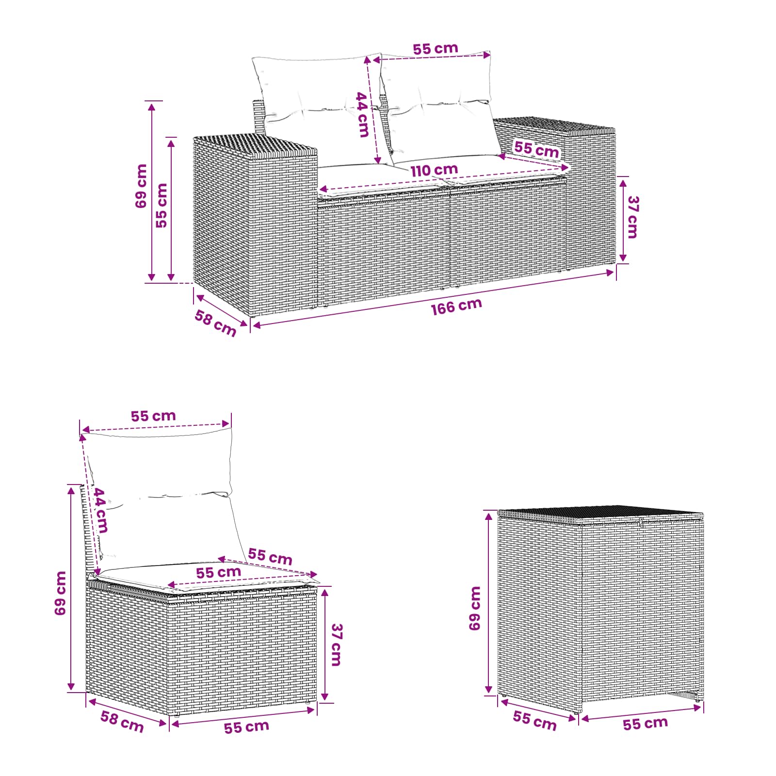 vidaXL Zestaw Sof 5 szt. Brązowy i kremowy biały