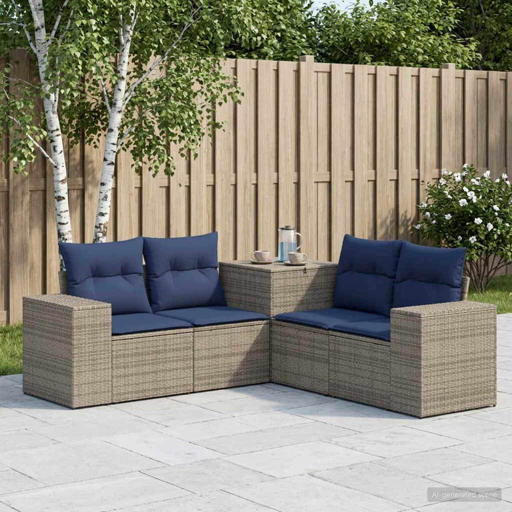 vidaXL Zestaw Sof 5 szt. Szary i granatowy 200 x 200 x 85 cm