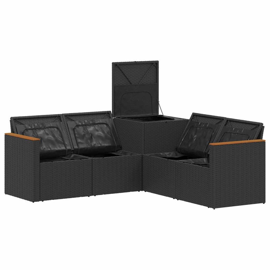 vidaXL Zestaw Sof 5 szt. Czarny Rattan polietylenowy i stal