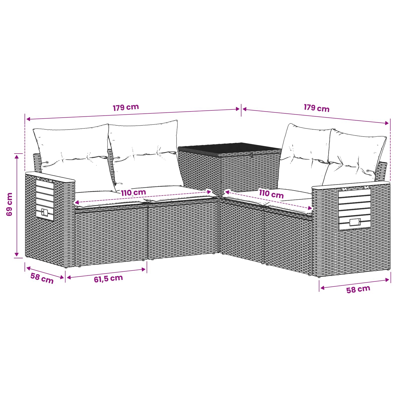 vidaXL Zestaw Sof 5 szt. Czarny i kremowo-biały