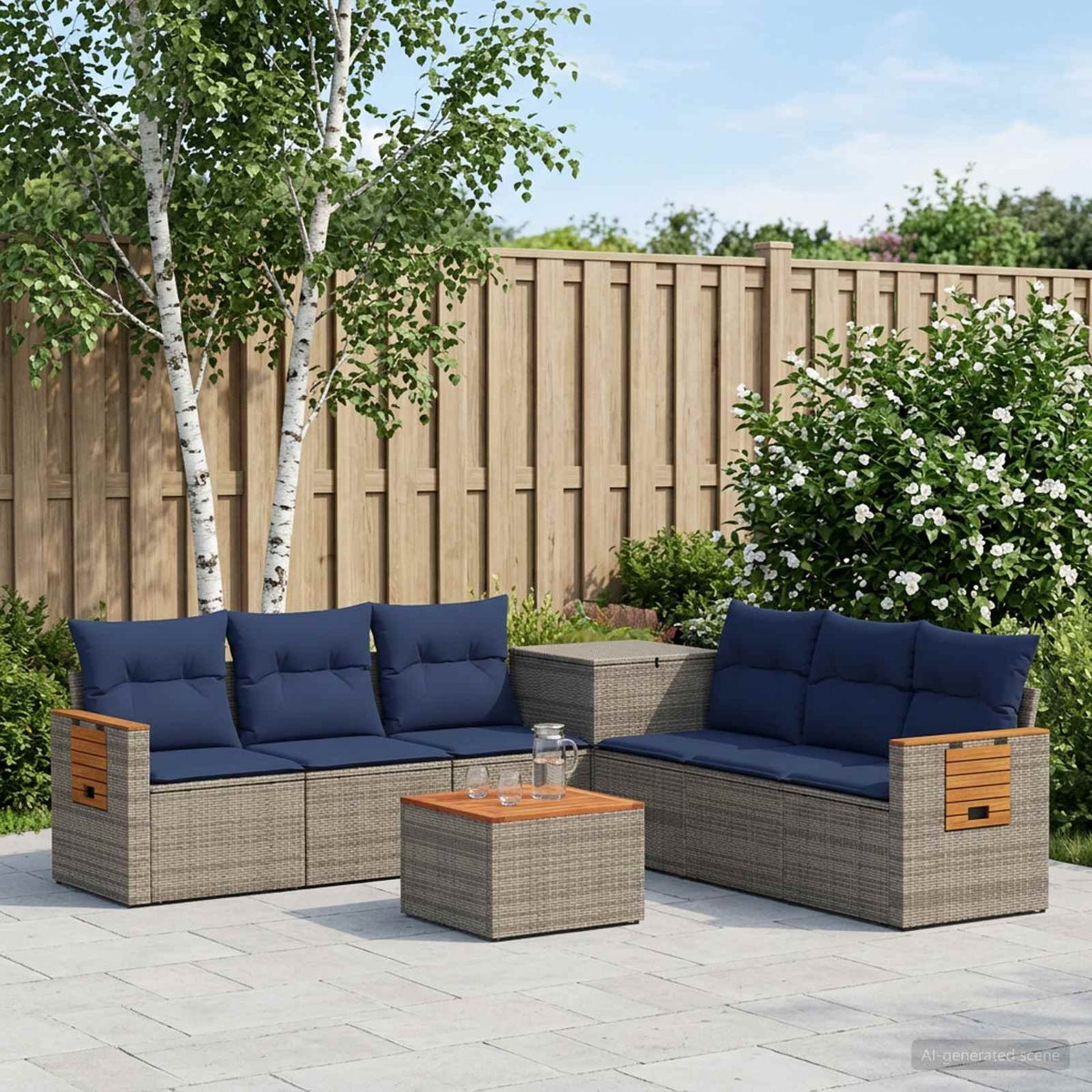 vidaXL Zestaw Sof 8 szt. Szary i granatowy 55 x 55 x 37 cm