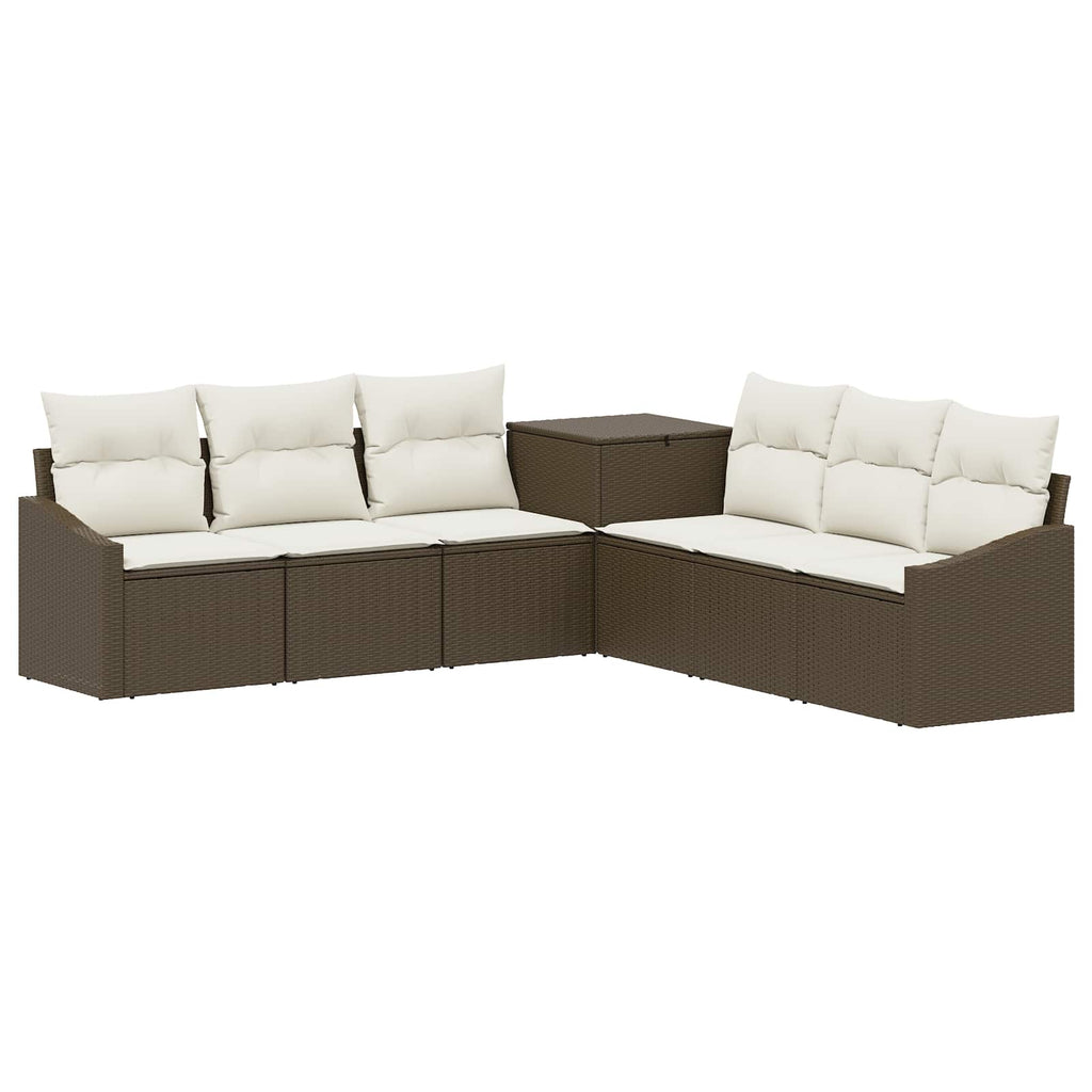 vidaXL Zestaw Sof 7 pcs Brązowy i kremowy biały