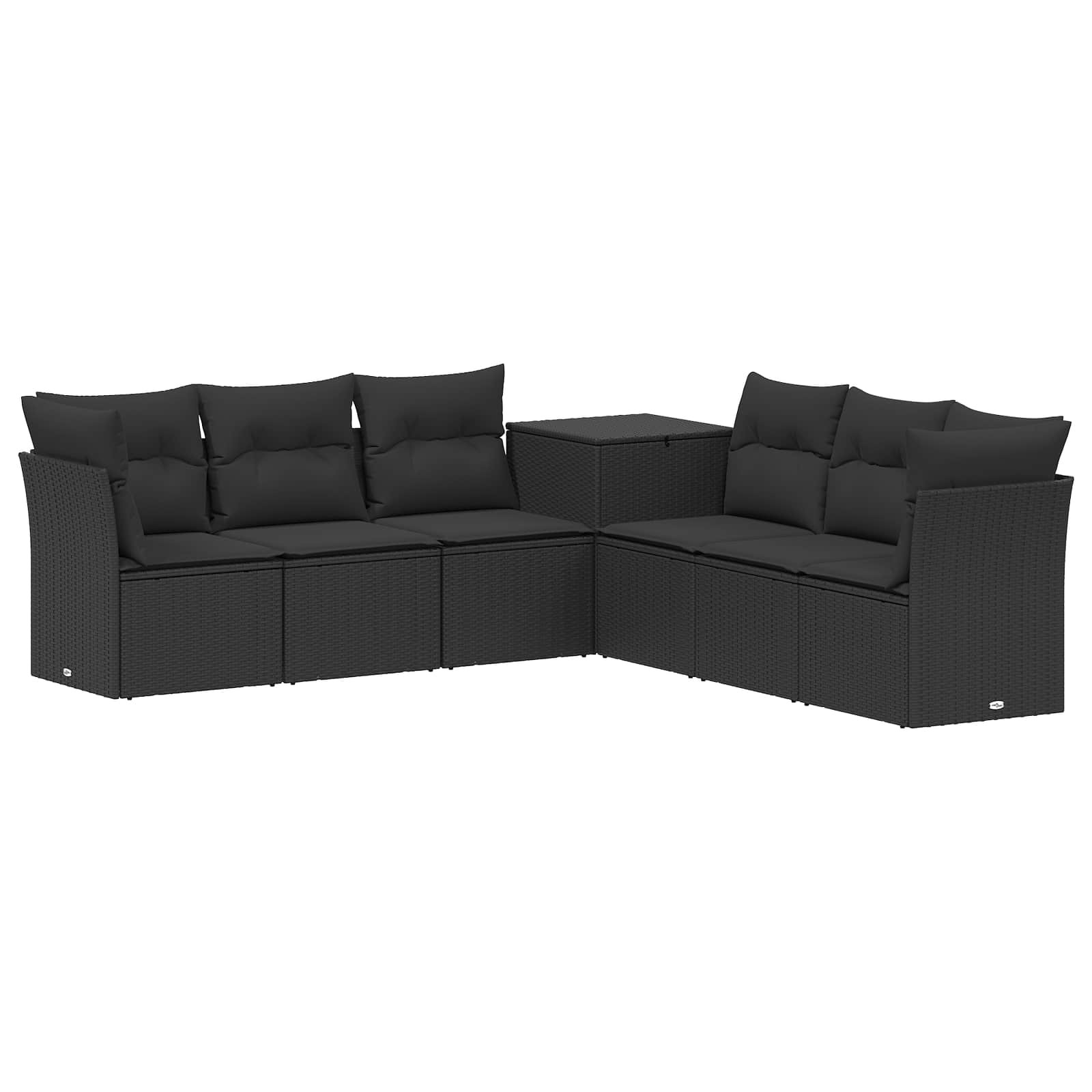 vidaXL Zestaw Sof 7 pcs Czarny Rattan polietylenowy i stal