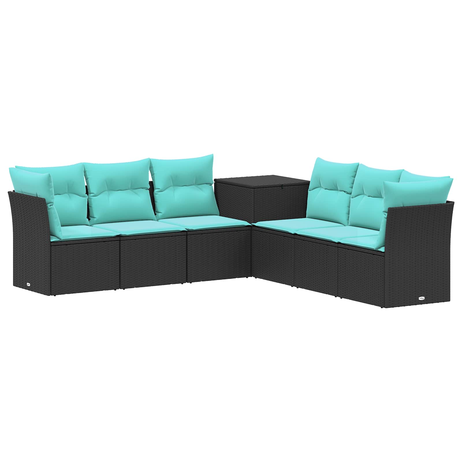 vidaXL Zestaw Sof 7 pcs Czarny i niebieski Rattan polietylenowy i stal