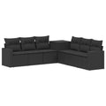 vidaXL Zestaw Sof 7 pcs Czarny Rattan polietylenowy i stal