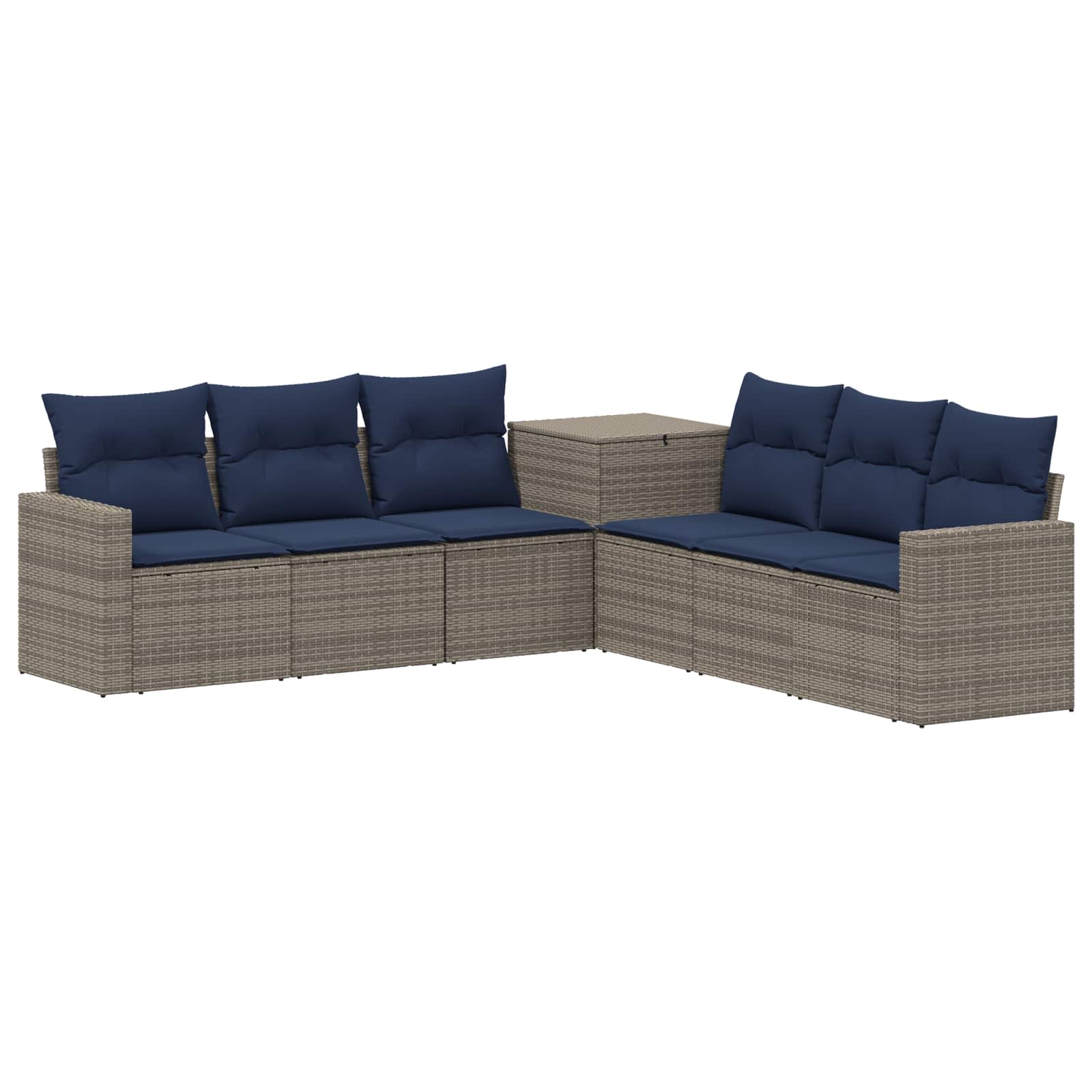 vidaXL Zestaw Sof 7 pcs Szary i granatowy Rattan polietylenowy i stal