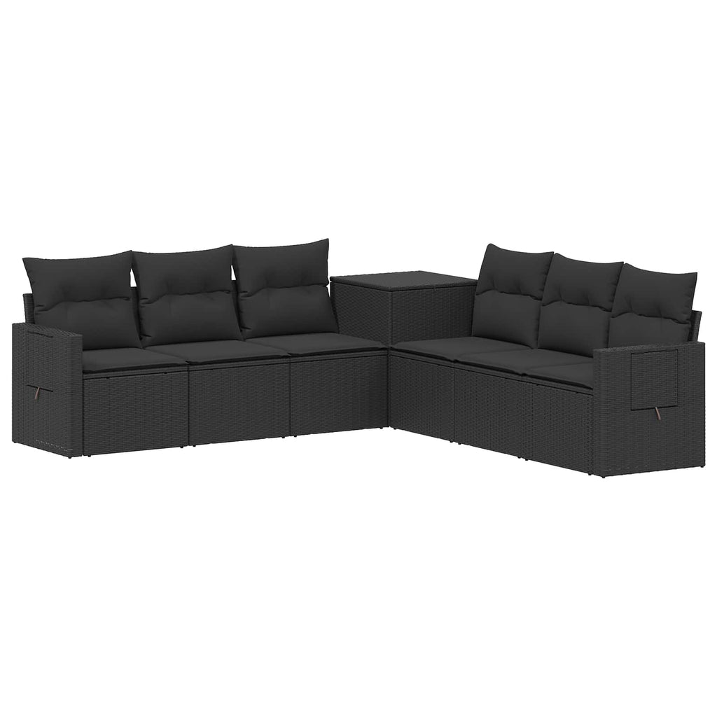 vidaXL Zestaw Sof 7 pcs Czarny Rattan polietylenowy i stal