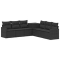 vidaXL Zestaw Sof 7 pcs Czarny Rattan polietylenowy i stal