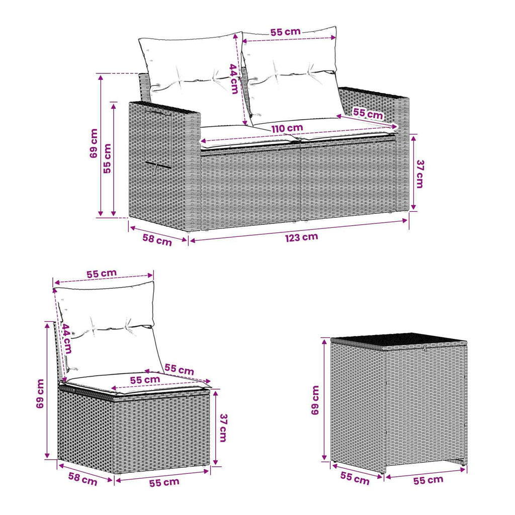 vidaXL Zestaw Sof 7 pcs Jasnoszary i ciemnoszary