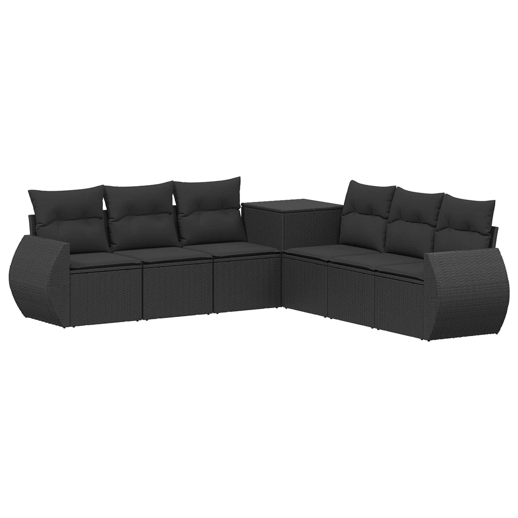 vidaXL Zestaw Sof 7 pcs Czarny Rattan polietylenowy i stal