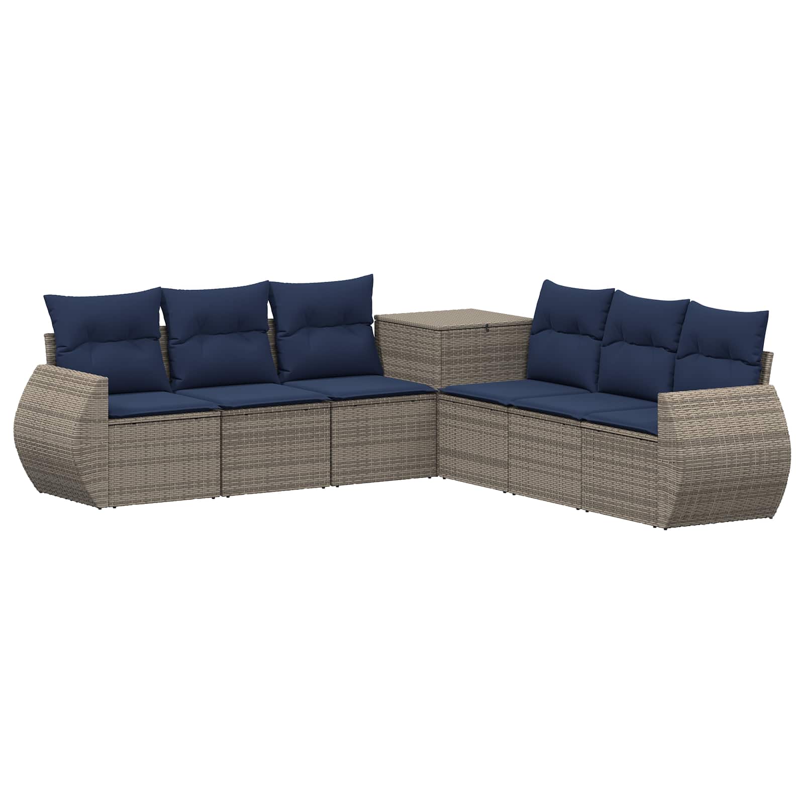 vidaXL Zestaw Sof 7 pcs Szary i granatowy Rattan polietylenowy i stal
