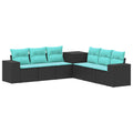 vidaXL Zestaw Sof 7 pcs Czarny i niebieski Rattan polietylenowy i stal